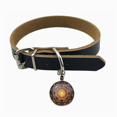 Sacred Sri Yantra Pendant Genuine Leather Pet Collar-Your Soul Place